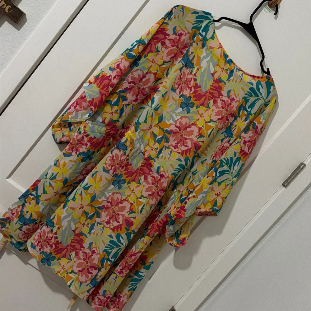 Floral Kimono with Tie Waist - Picture 5 of 5